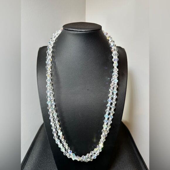 54" vintage Aurora Borealis (AB) crystal necklace! - Picture 11 of 14